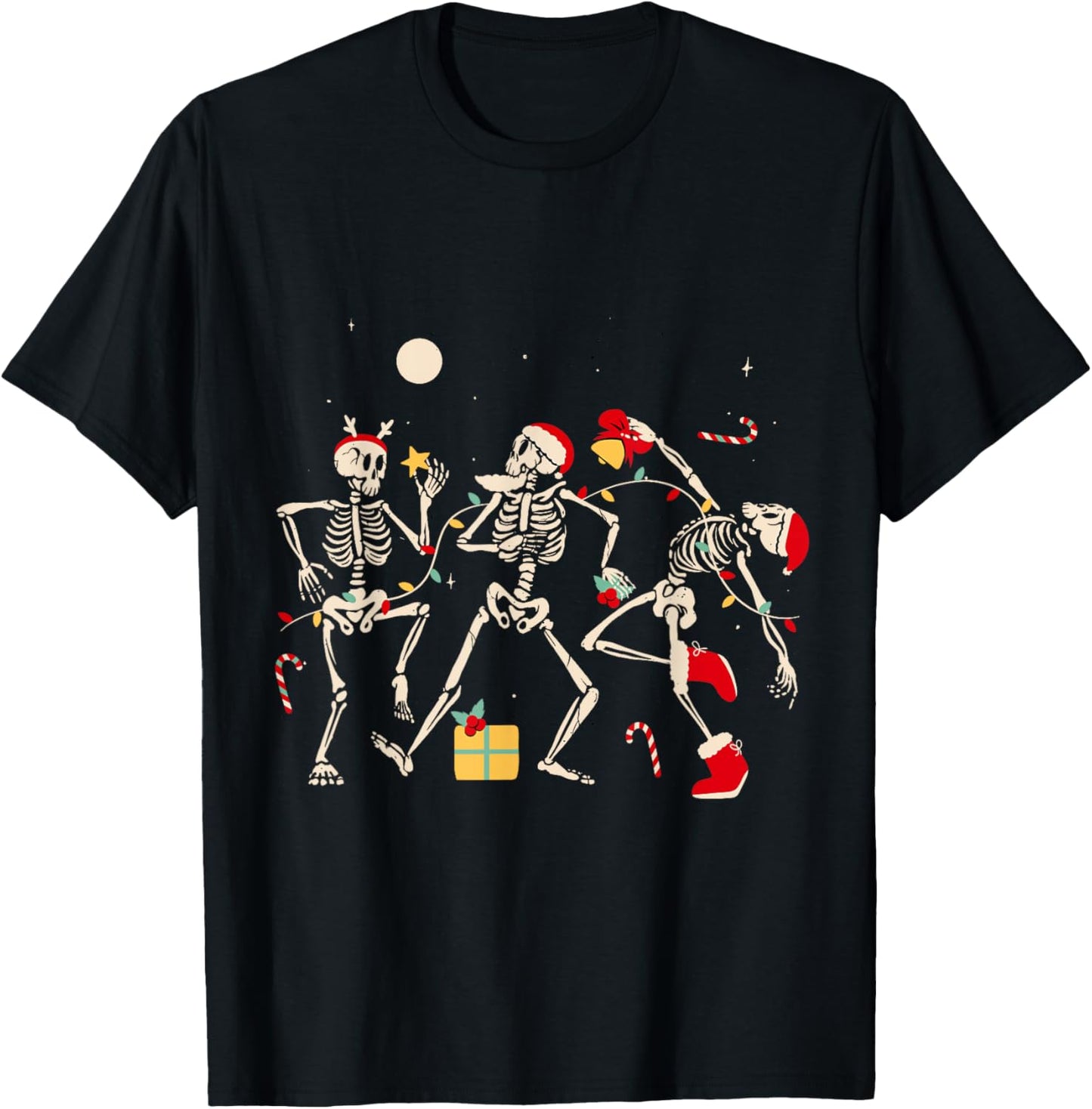 Funny Christmas Dancing Skeletons Xmas Humor Adult T-Shirt - T-Shirt | Black