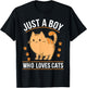 Just A Boy Who Loves Cats T-Shirt - T-Shirt | Black