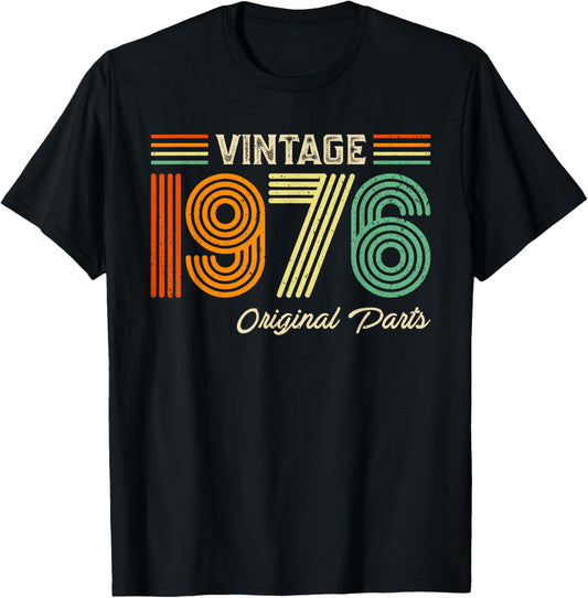 Vintage 1976 Original Parts Birthday 1976 Men Women Vintage T-Shirt - T-Shirt | Black