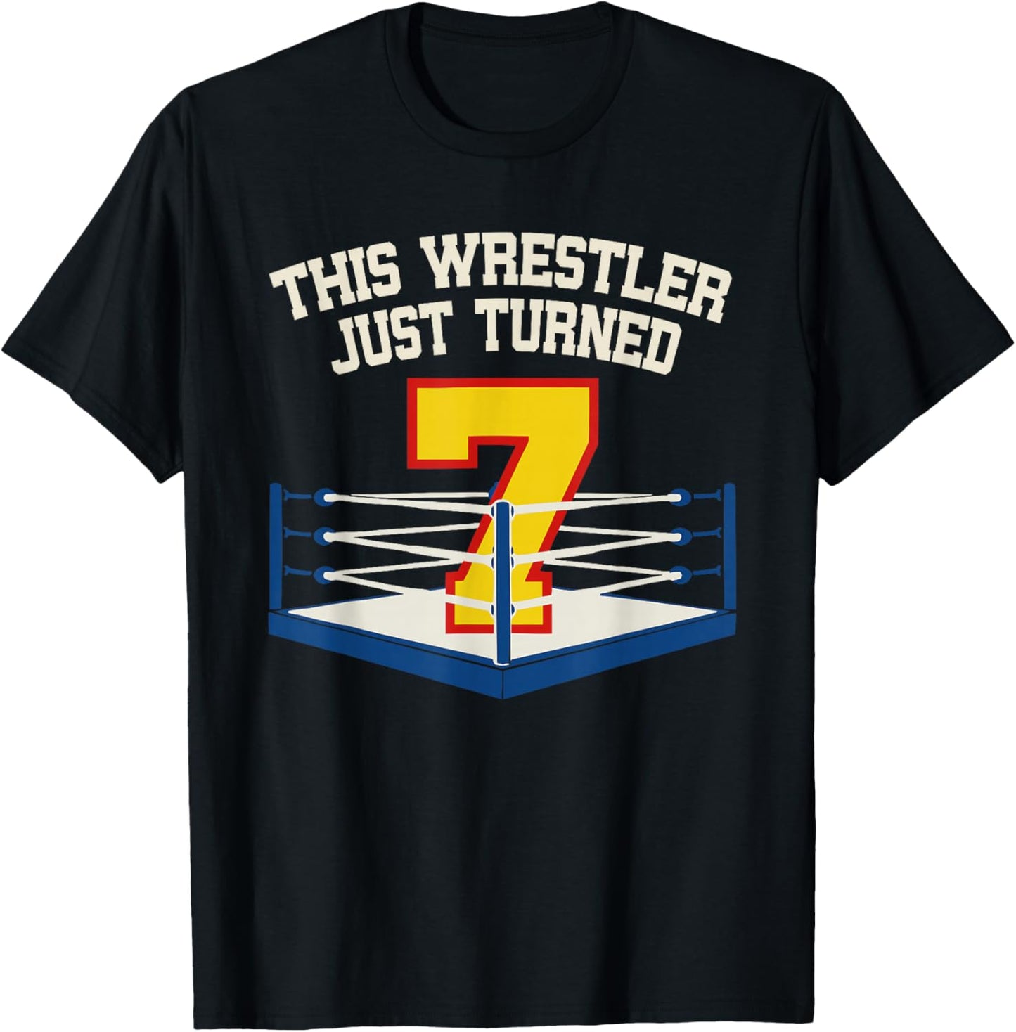 7th Wrestling Birthday This Wrestler Just Turned 7 Boys T-Shirt - T-Shirt | Black