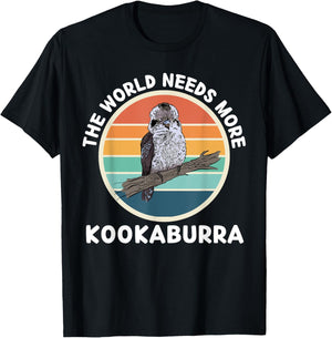 Vintage The World Needs More Kookaburra Bird Lover T-Shirt - T-Shirt | Black