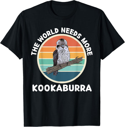 Vintage The World Needs More Kookaburra Bird Lover T-Shirt - T-Shirt | Black