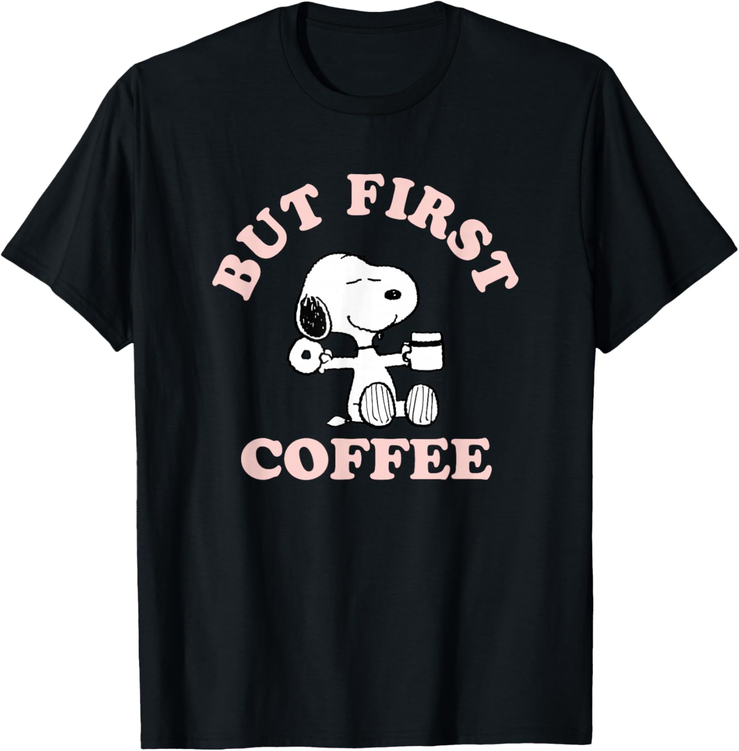 Peanuts But First Coffee Snoopy T-Shirt - T-Shirt | Black