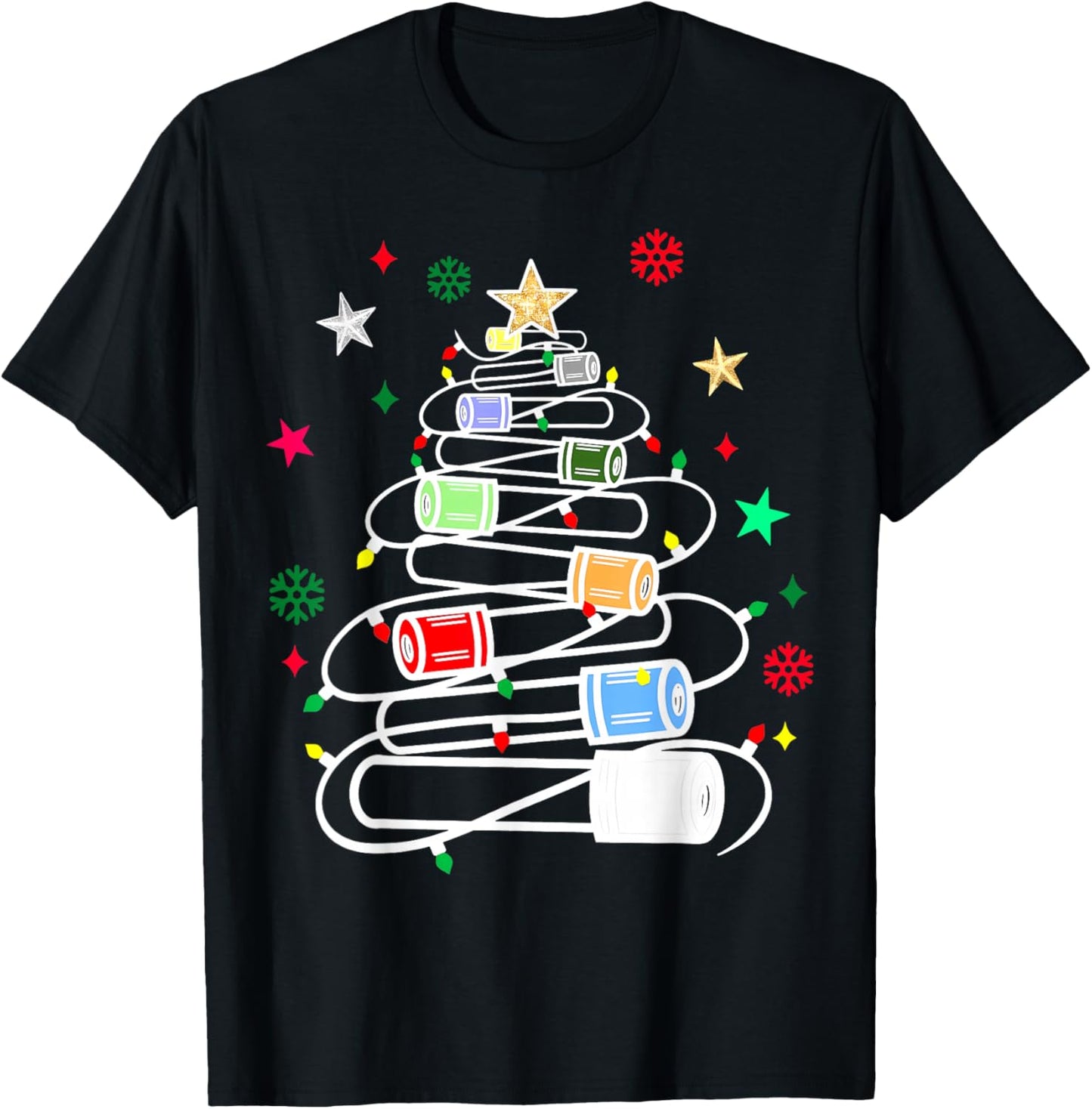 Chemistry Lab Scientist Phlebotomist Christmas Test Tubes Christmas Tree for Medical Professionals, Science Enthusiasts, Lab Technicians, -Adults, Black, Small, Short Sleeve, Winter T-Shirt - T-Shirt | Black