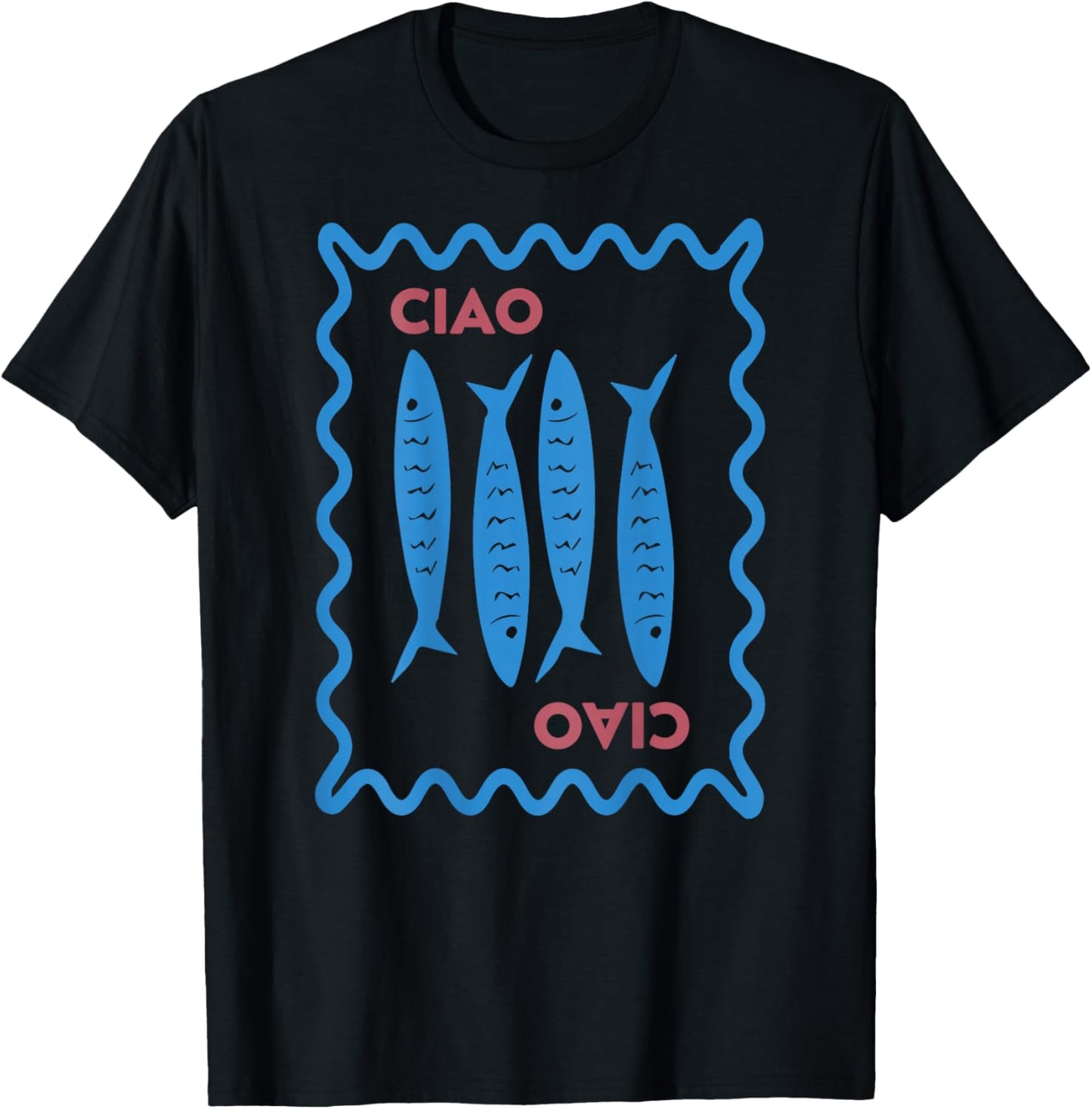 Vintage italienische Ciao Sardine Chinoiserie , Ciao Summer Vibe T-Shirt - T-Shirt | Black