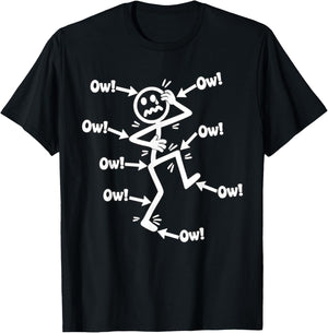 Ow Ow Ow Comedy Stick Character Chronic Pain Meme Men Boy T-Shirt - T-Shirt | Black