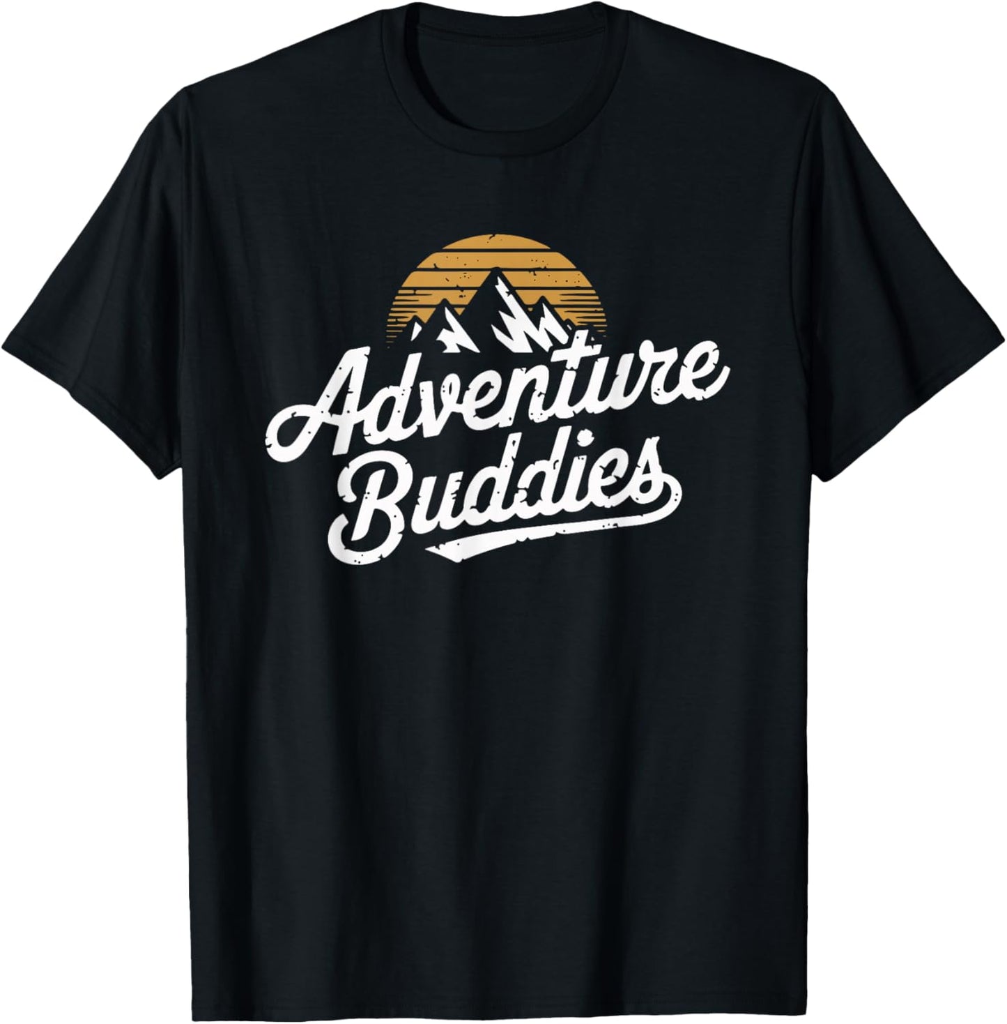 Adventure Buddies Mountain Hiker Hiking Funny Couple Outdoor T-Shirt - T-Shirt | Black