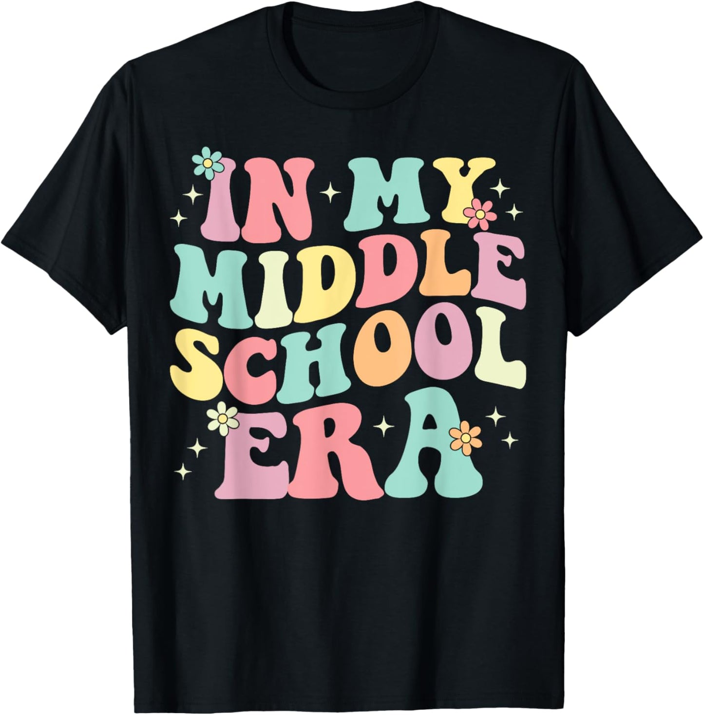 Groovy In My Middle School Era Back To School Teacher T-Shirt - T-Shirt | Black