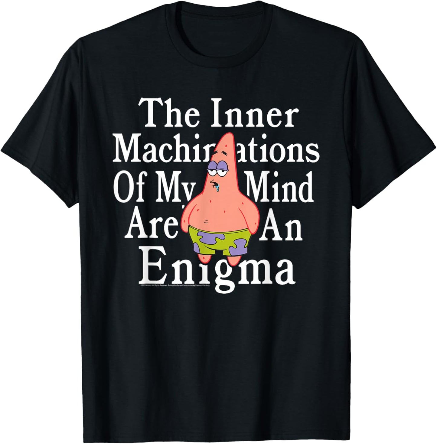 Patrick Star My Mind is an Enigma Funny Existential Cartoon T-Shirt - T-Shirt | Black