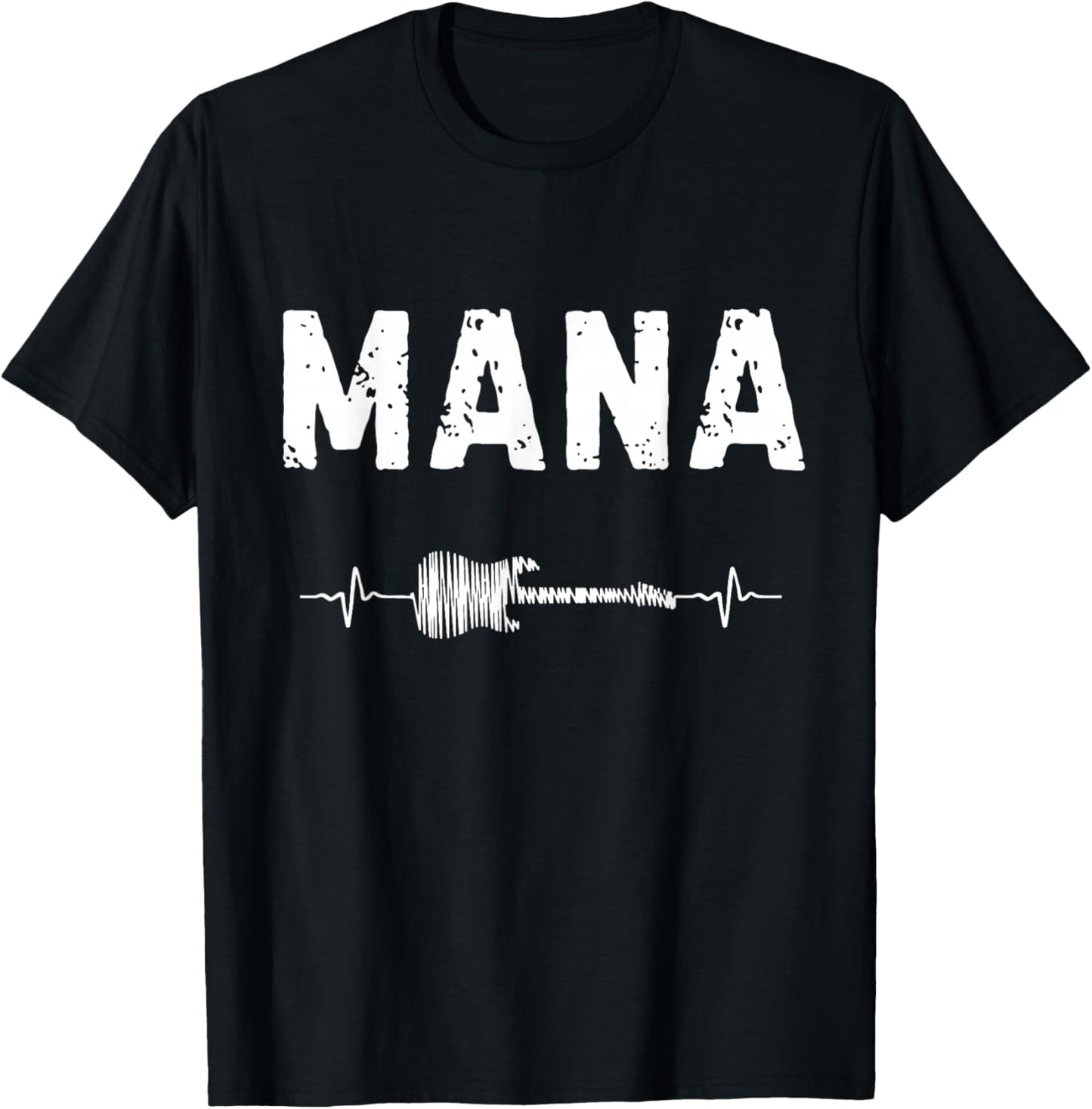 Mana Guitar Heartbeat Music Guitarist Retro Vintage T-Shirt - T-Shirt | Black