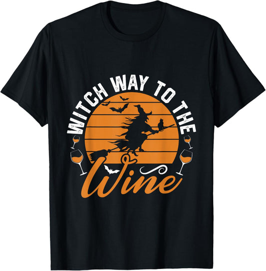 Witch Way to The Wine Halloween Party Costume T-Shirt - T-Shirt | Black