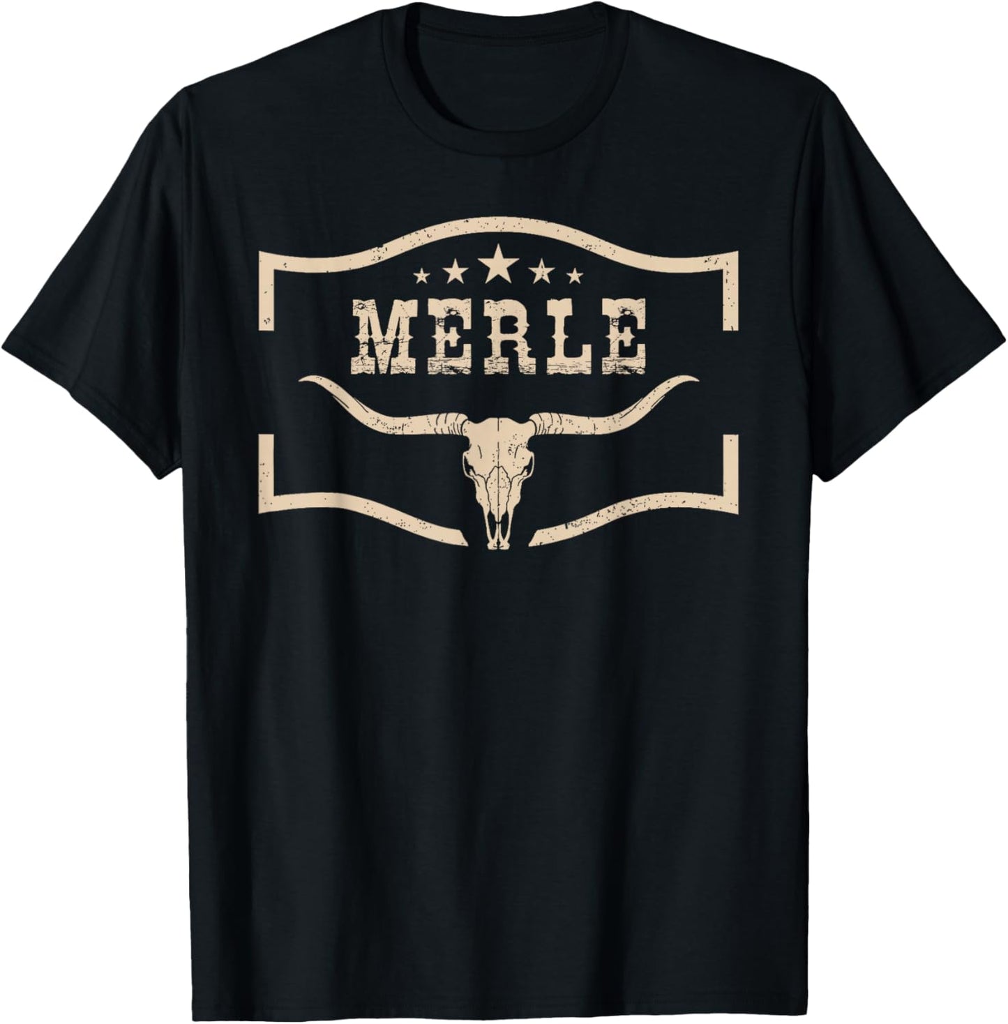 Merle Cowboy Wild West 90s Personalized, Merle Family Pride T-Shirt - T-Shirt | Black