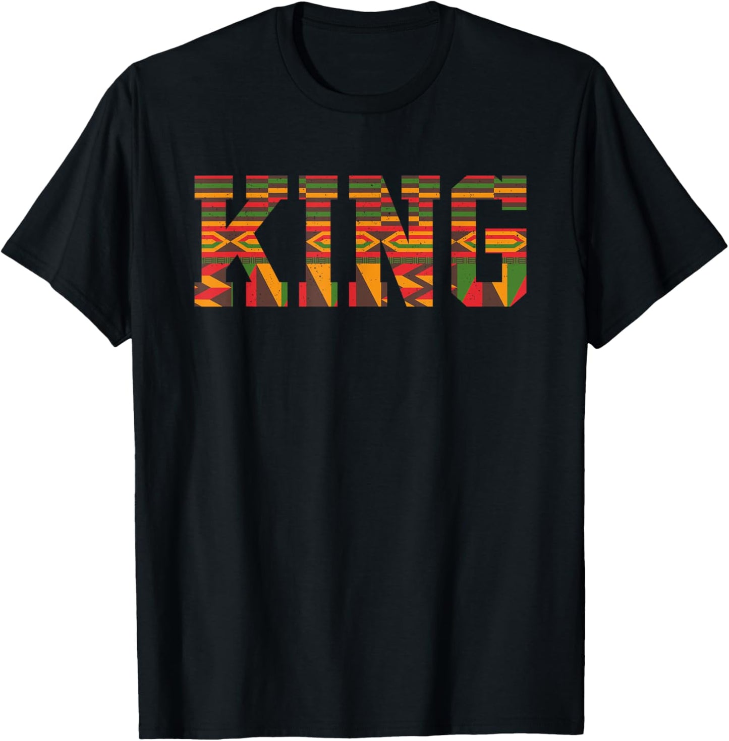 African King Art For Boys Men Afro African Print Kente Cloth T-Shirt - T-Shirt | Black