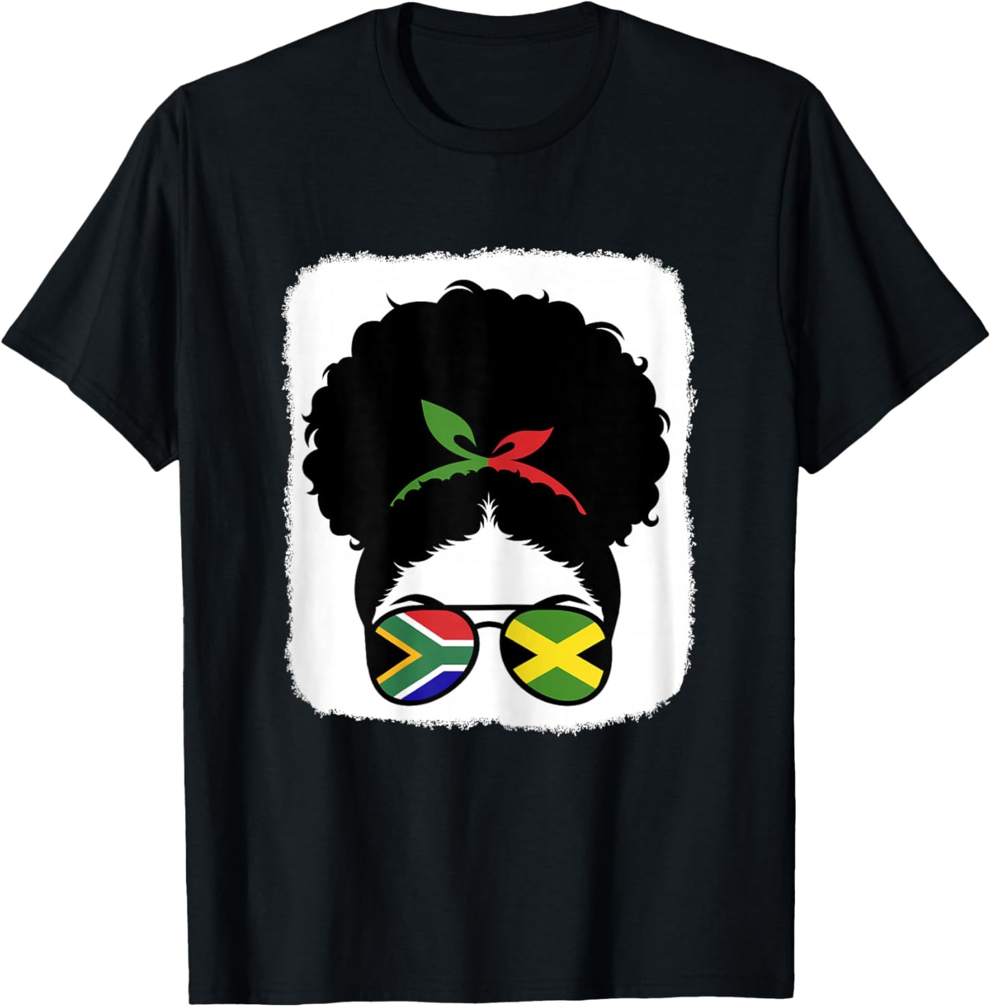 South Africa and Jamaica Mix Half South African Jamaican T-Shirt - T-Shirt | Black