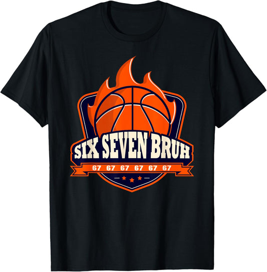 Alpha Slang Kids Bruh 67 Basketball Ice Cream Drip Six Seven T-Shirt - T-Shirt | Black