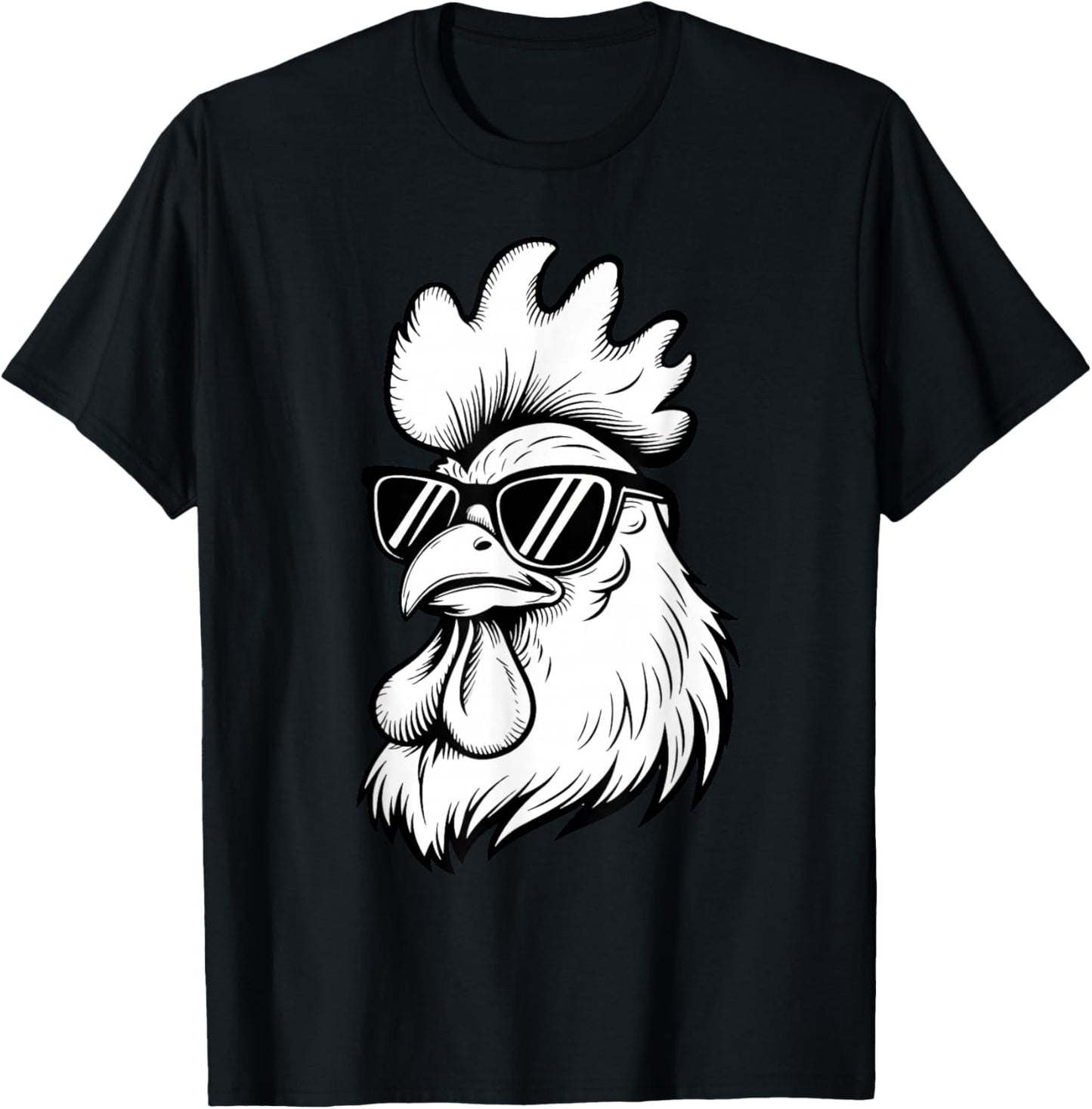Funny Chicken With Sunglasses Chicken Farm Animals Lover T-Shirt - T-Shirt | Black