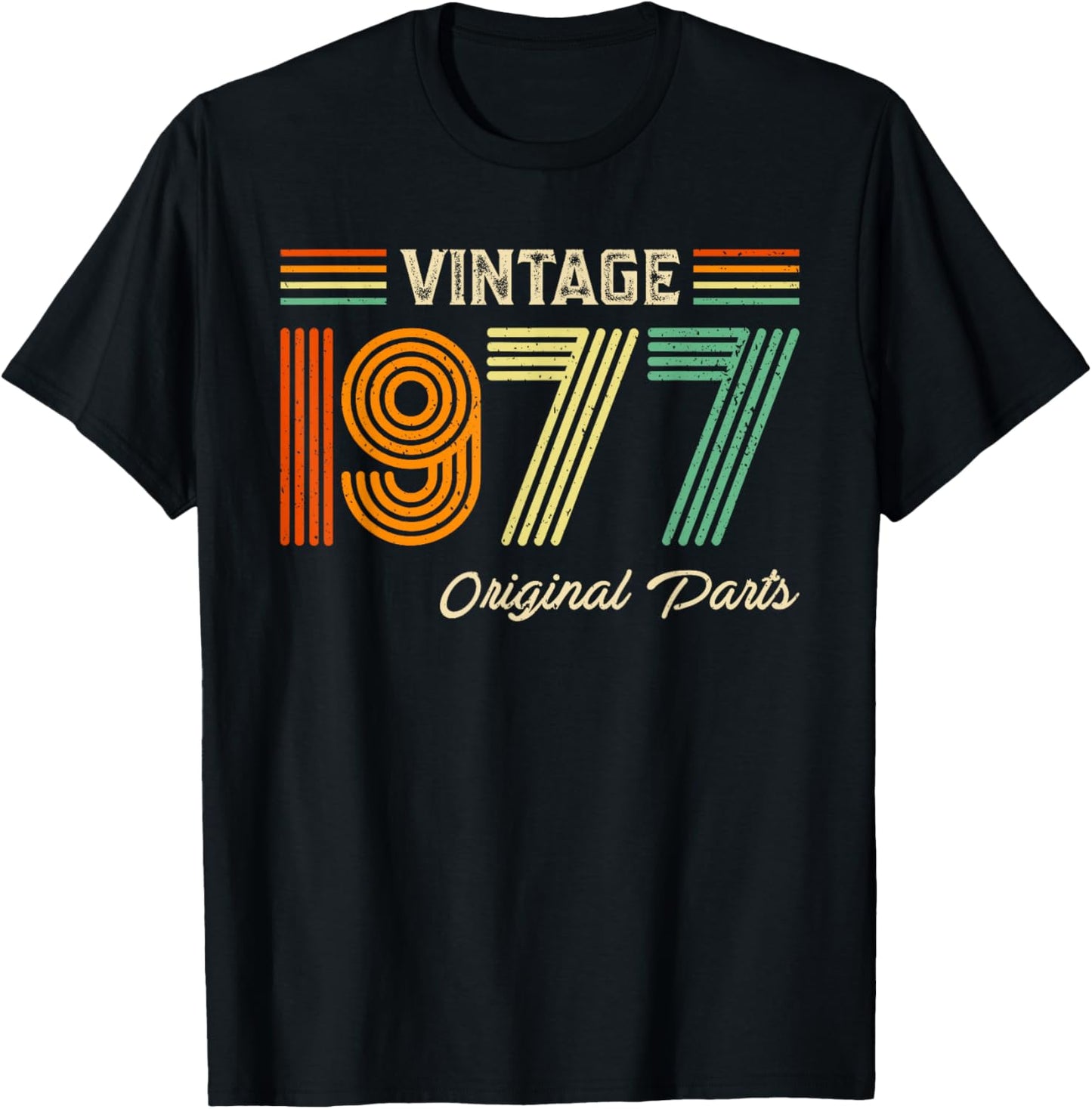 Vintage 1977 Original Parts Birthday 1977 Men Women Vintage T-Shirt - T-Shirt | Black