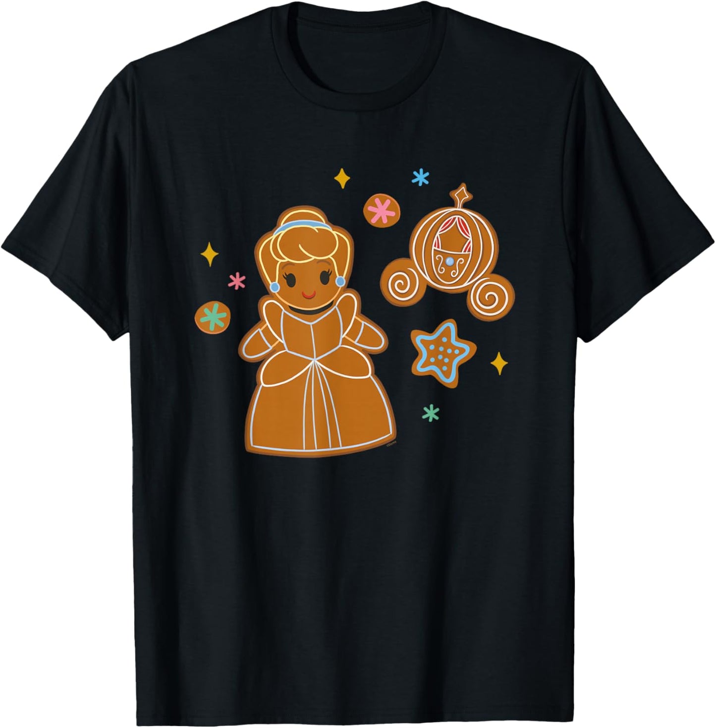 Disney Princess Holiday Christmas Gingerbread Cinderella T-Shirt - T-Shirt | Black