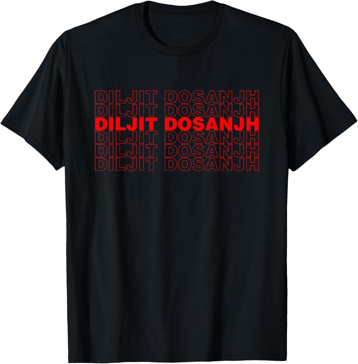 Diljit Dosanjh Icon Tribute Text T-Shirt - T-Shirt | Black