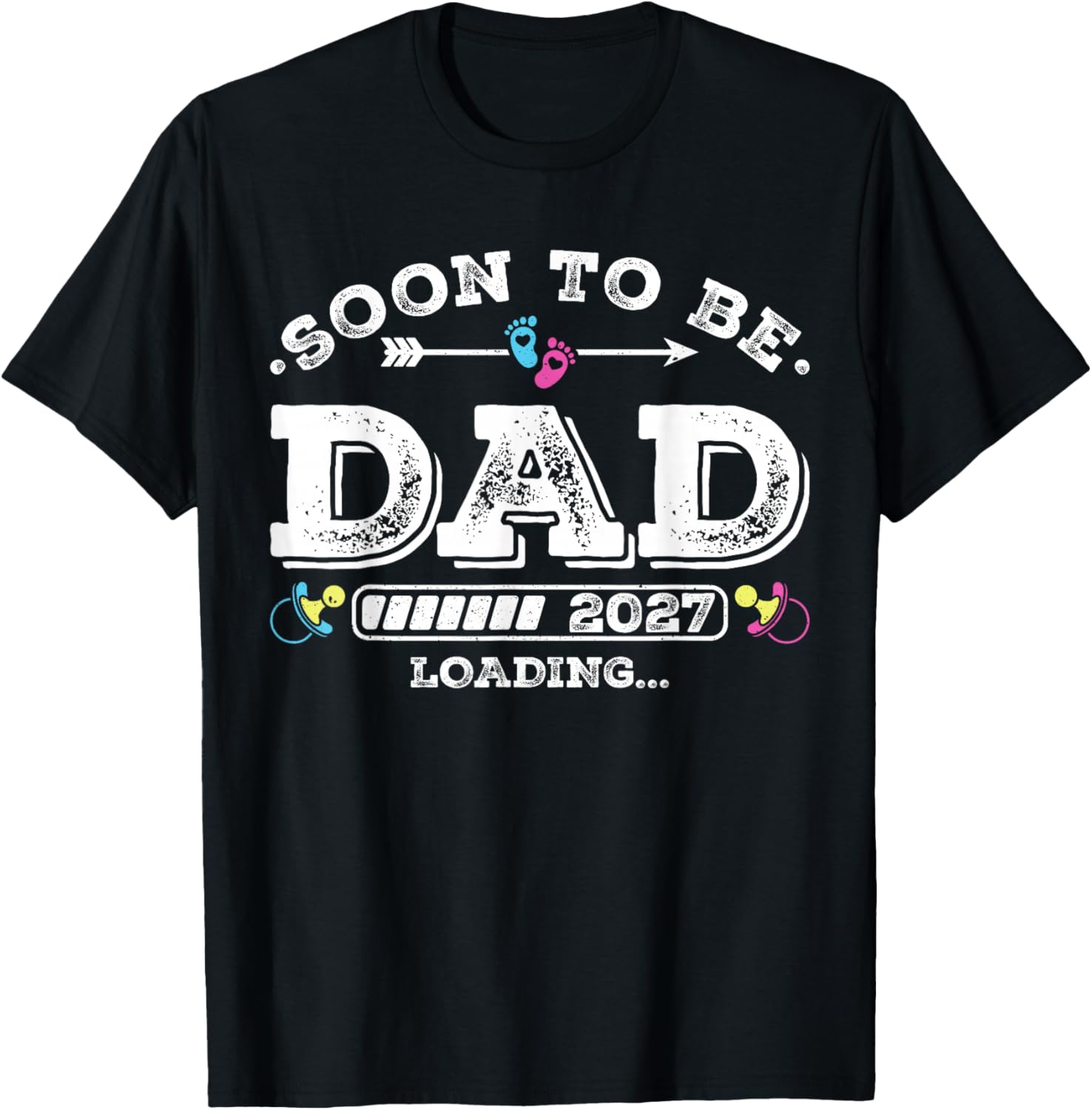 Soon to Be Dad 2027 Loading for Pregnancy Announcement T-Shirt - T-Shirt | Black