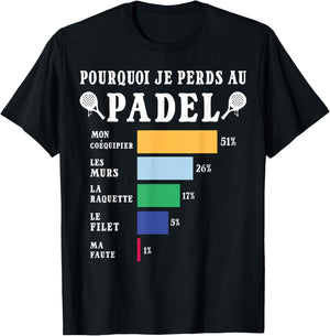 Padel Homme Femme Enfant Garçon et Fille T-Shirt - T-Shirt | Black