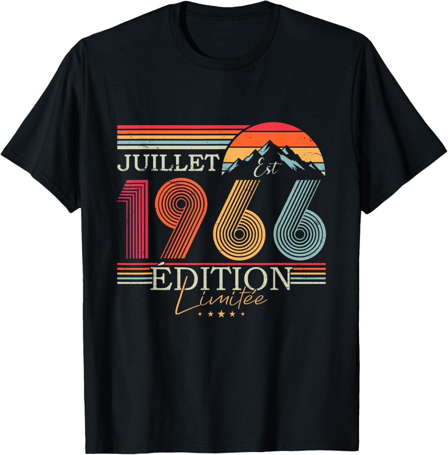1966 Vintage Juillet Anniversaire Rétro Homme Femme Cadeau T-Shirt - T-Shirt | Black
