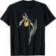 Botanical Lady's Slipper Orchid Flower Girl Floral Plant Mom T-Shirt - T-Shirt | Black