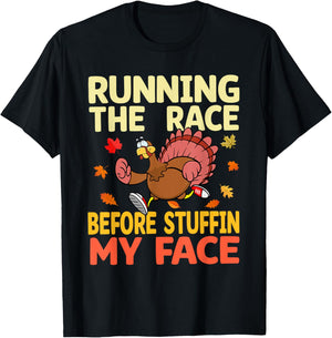 Running The Race Before Stuffing My Face Turkey Trot Running T-Shirt - T-Shirt | Black