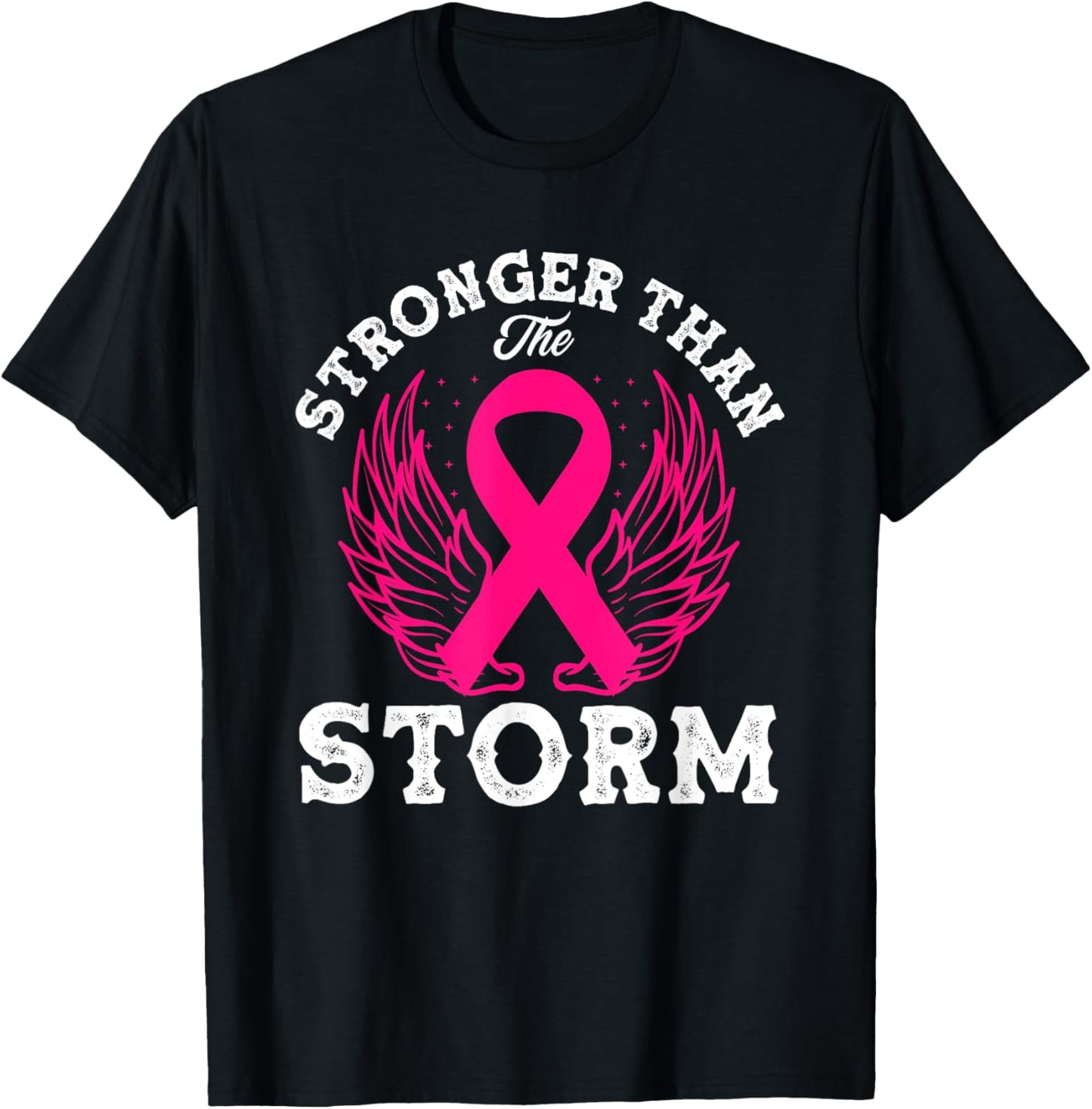 Stronger Than The Storm Breast Cancer Awareness T-Shirt - T-Shirt | Black