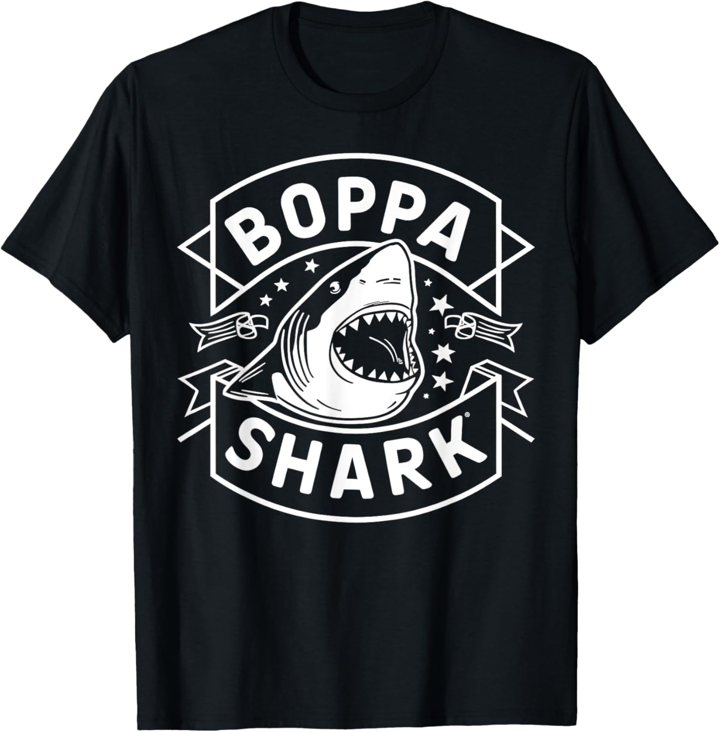 Boppa Shark Grandpa Gifts Funny Graphic T-Shirt - T-Shirt | Black