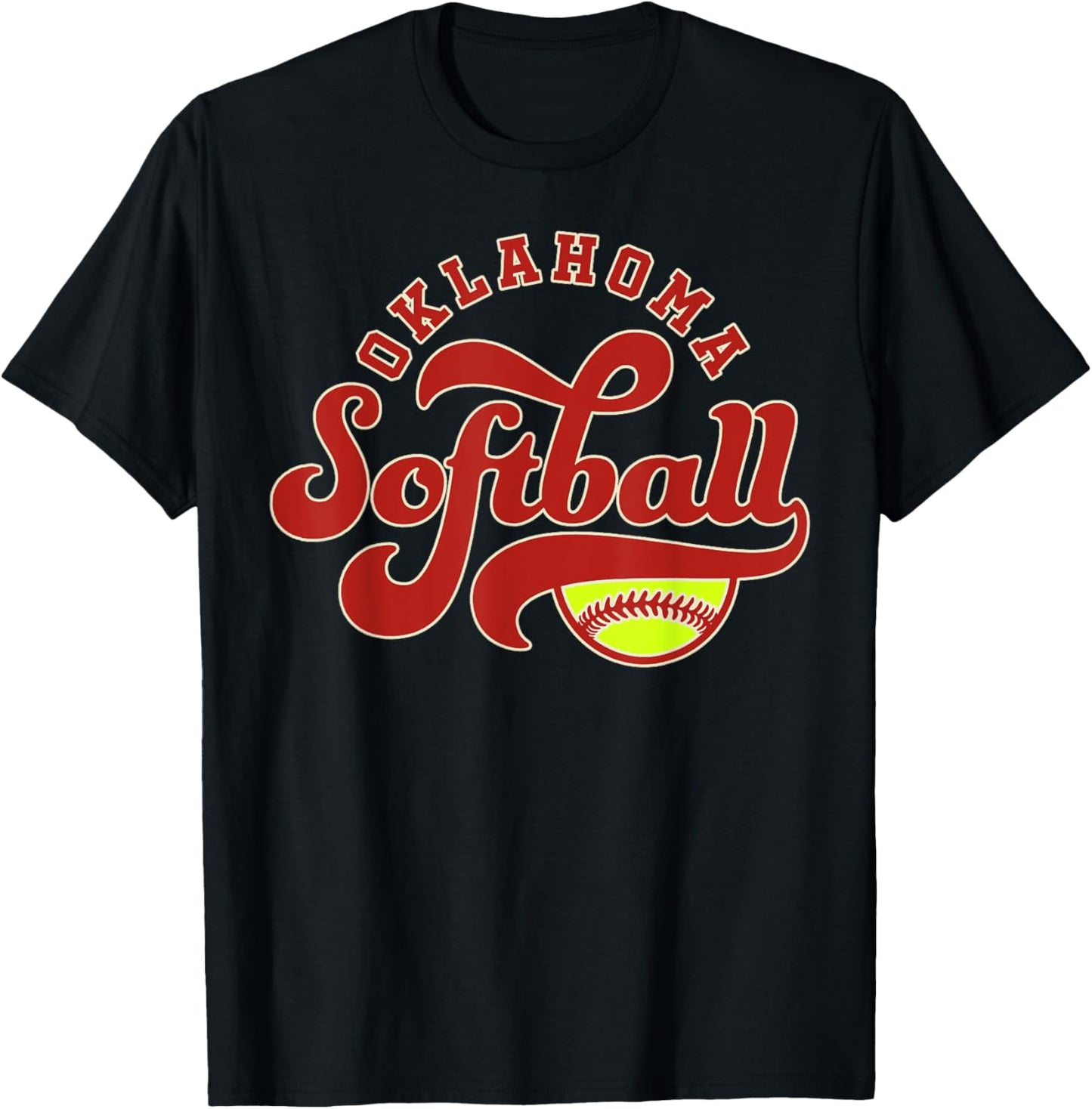 Oklahoma Softball Vintage Kids Team Retro Softball Fan T-Shirt - T-Shirt | Black