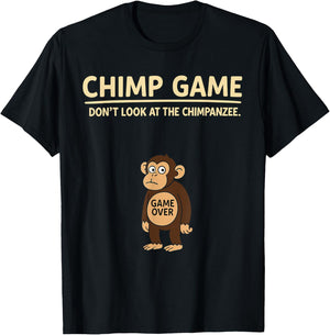 Jungle Animal Humor Chimp Game Don’t Look at Chimpanzee T-Shirt - T-Shirt | Black