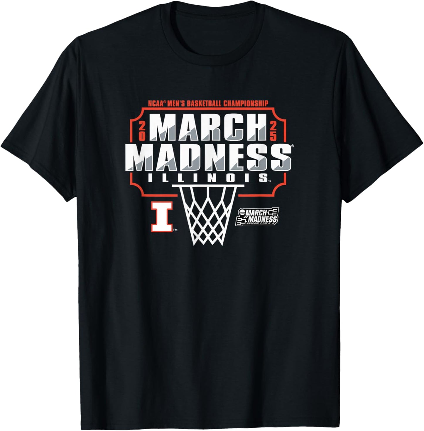 Illinois Fighting Illini March Madness 2025 Men's Basketball T-Shirt - T-Shirt | Black