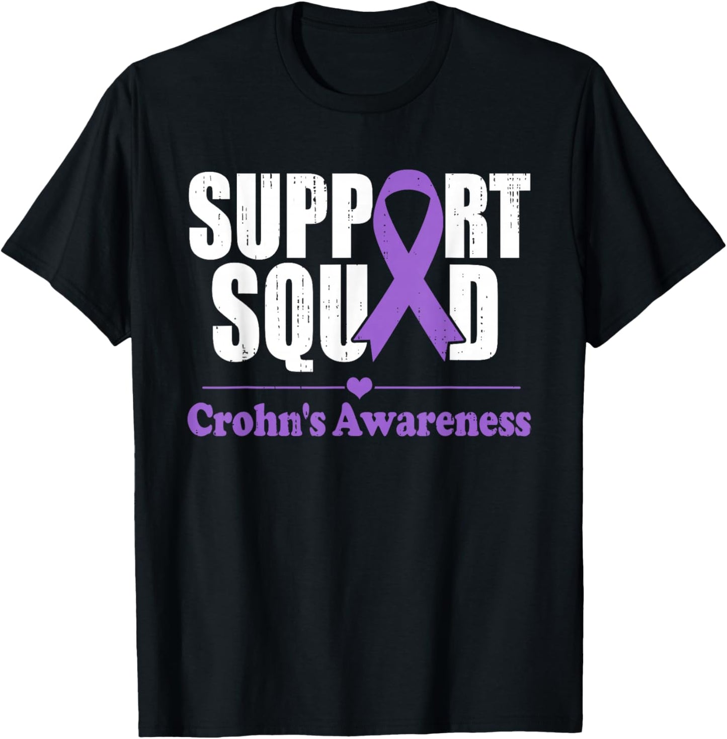 Support Crohns Disease Squad Purple Ribbon Crohn's Awareness T-Shirt - T-Shirt | Black
