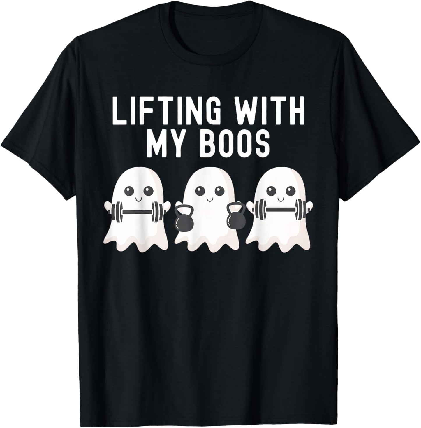 Lifting With My Boos Ghost Halloween Gym Workout Fitness T-Shirt - T-Shirt | Black
