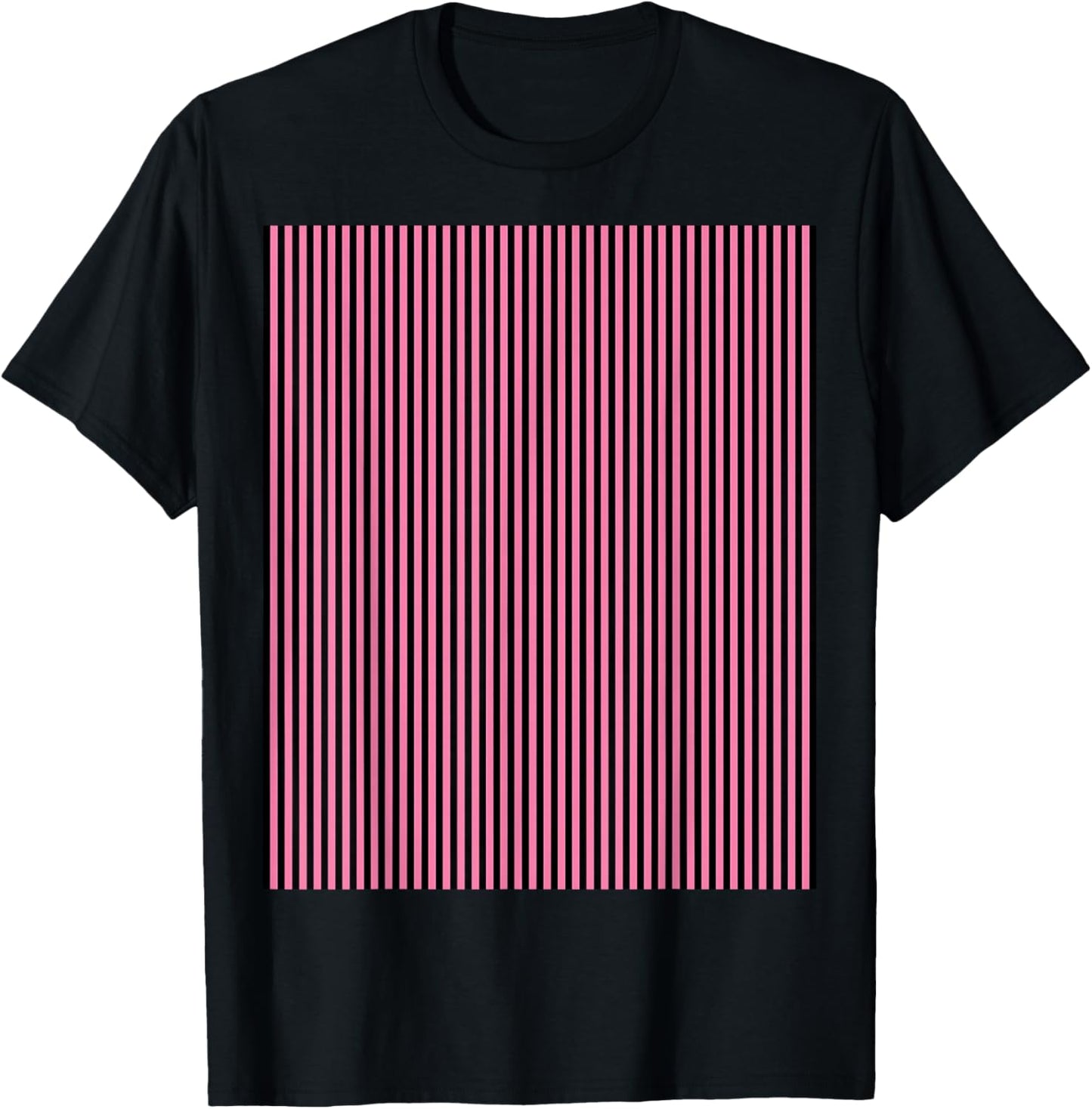 Black & Pink, Striped Design Pattern T-Shirt - T-Shirt | Black