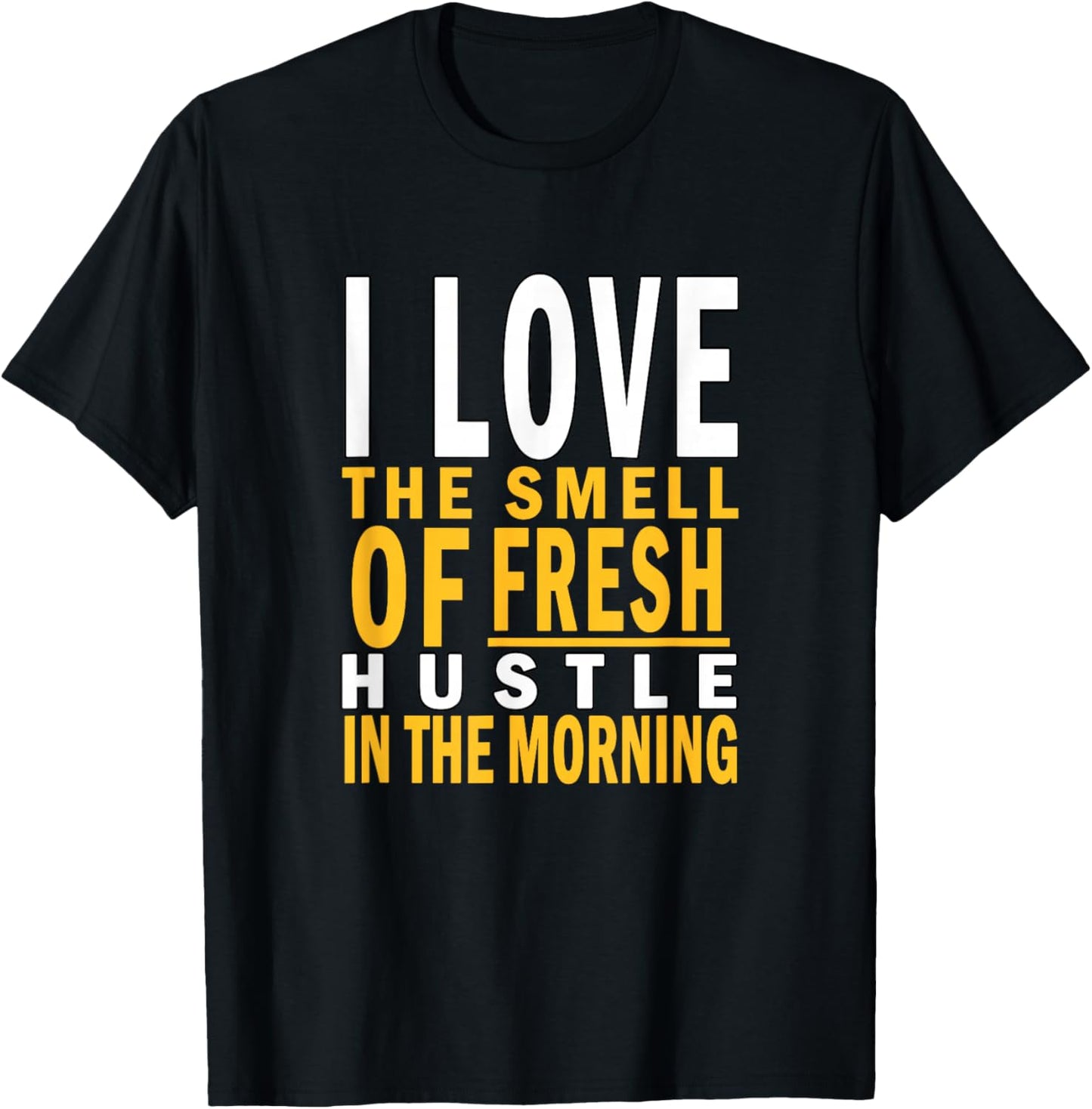 University Varsity-Gold Color Fresh Hustle Yellow T-Shirt - T-Shirt | Black