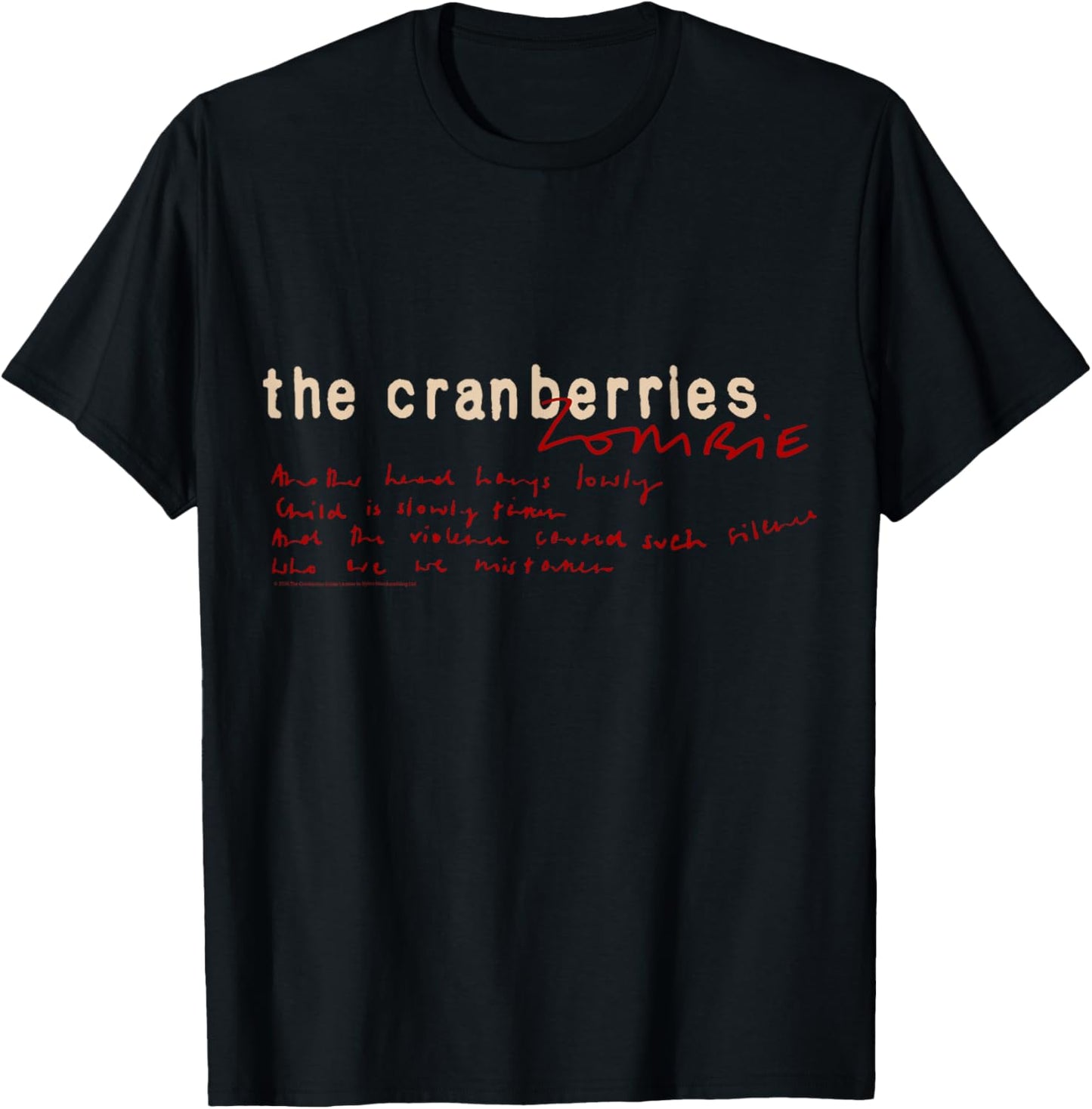 Official Cranberries Zombie Lyrics Alternative Rock Band T-Shirt - T-Shirt | Black