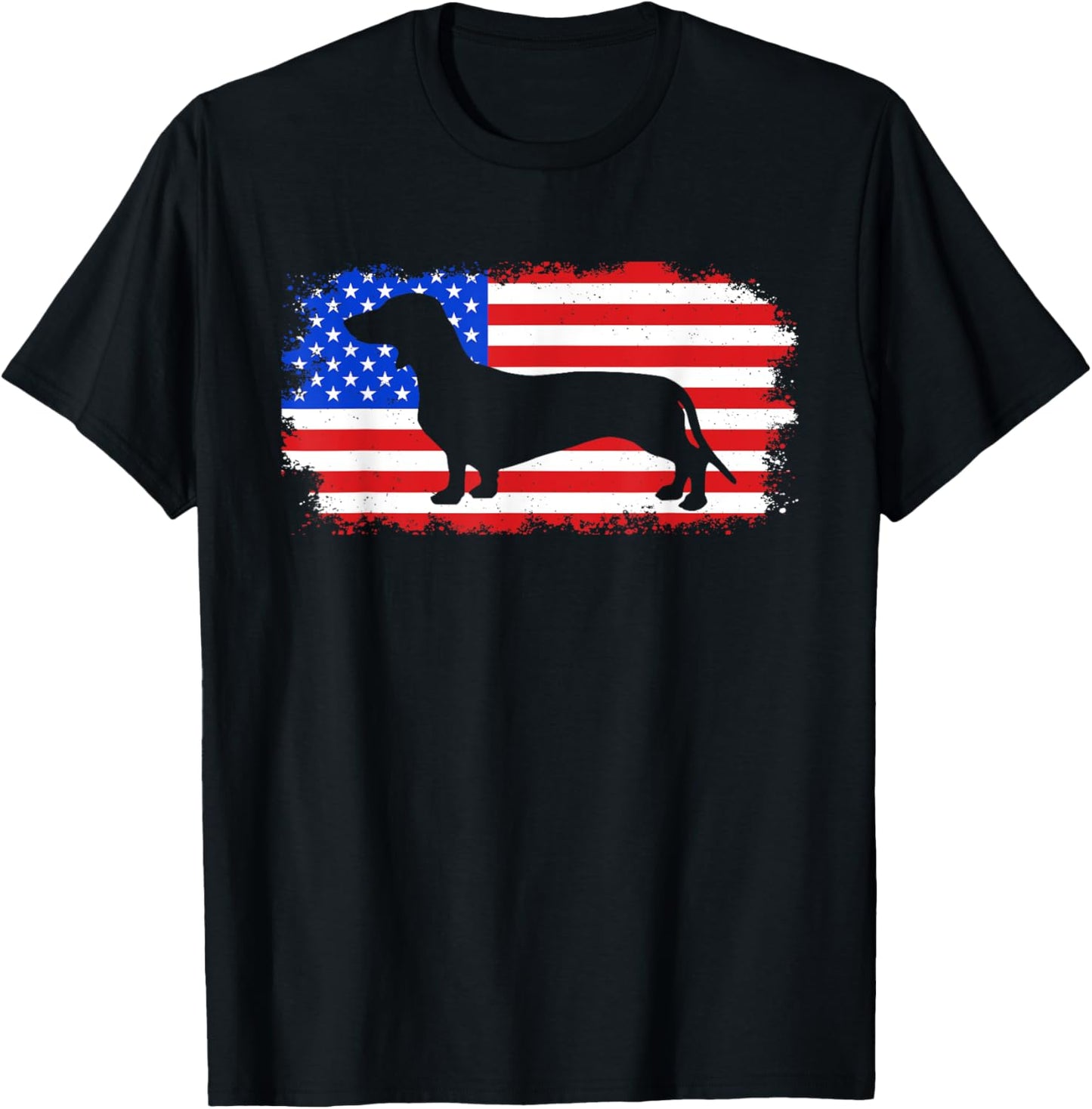 Dachshund American Flag 4th of July Dog Patriotic Women Kids T-Shirt - T-Shirt | Black