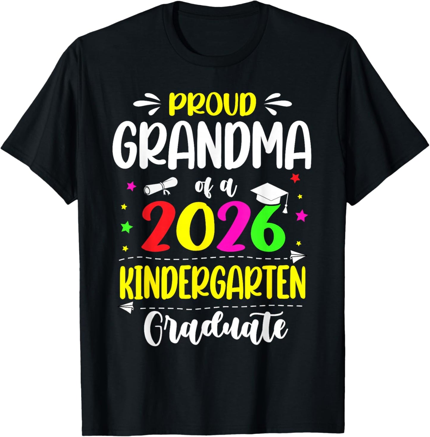 Proud Grandma Class of 2026 Kindergarten Graduate Kids T-Shirt - T-Shirt | Black