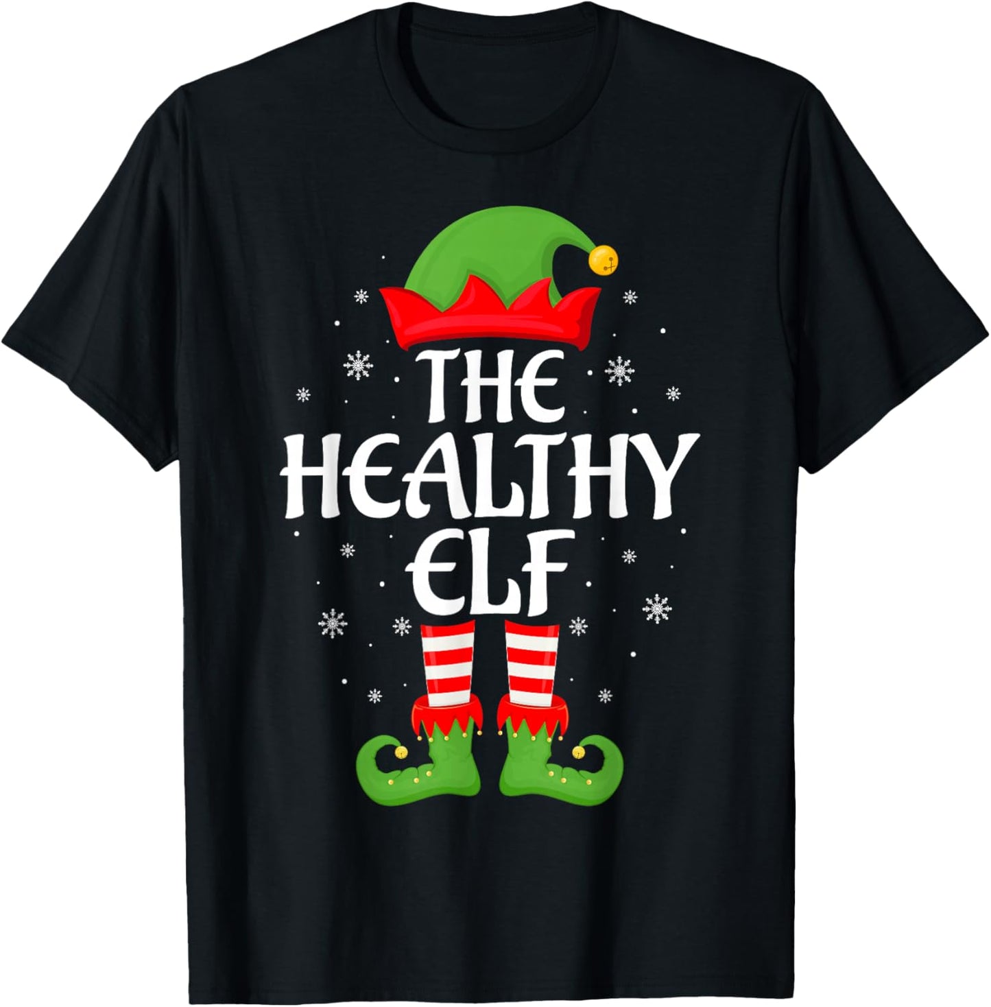 Healthy Elf Xmas Family Matching Elf Squad Christmas T-Shirt - T-Shirt | Black