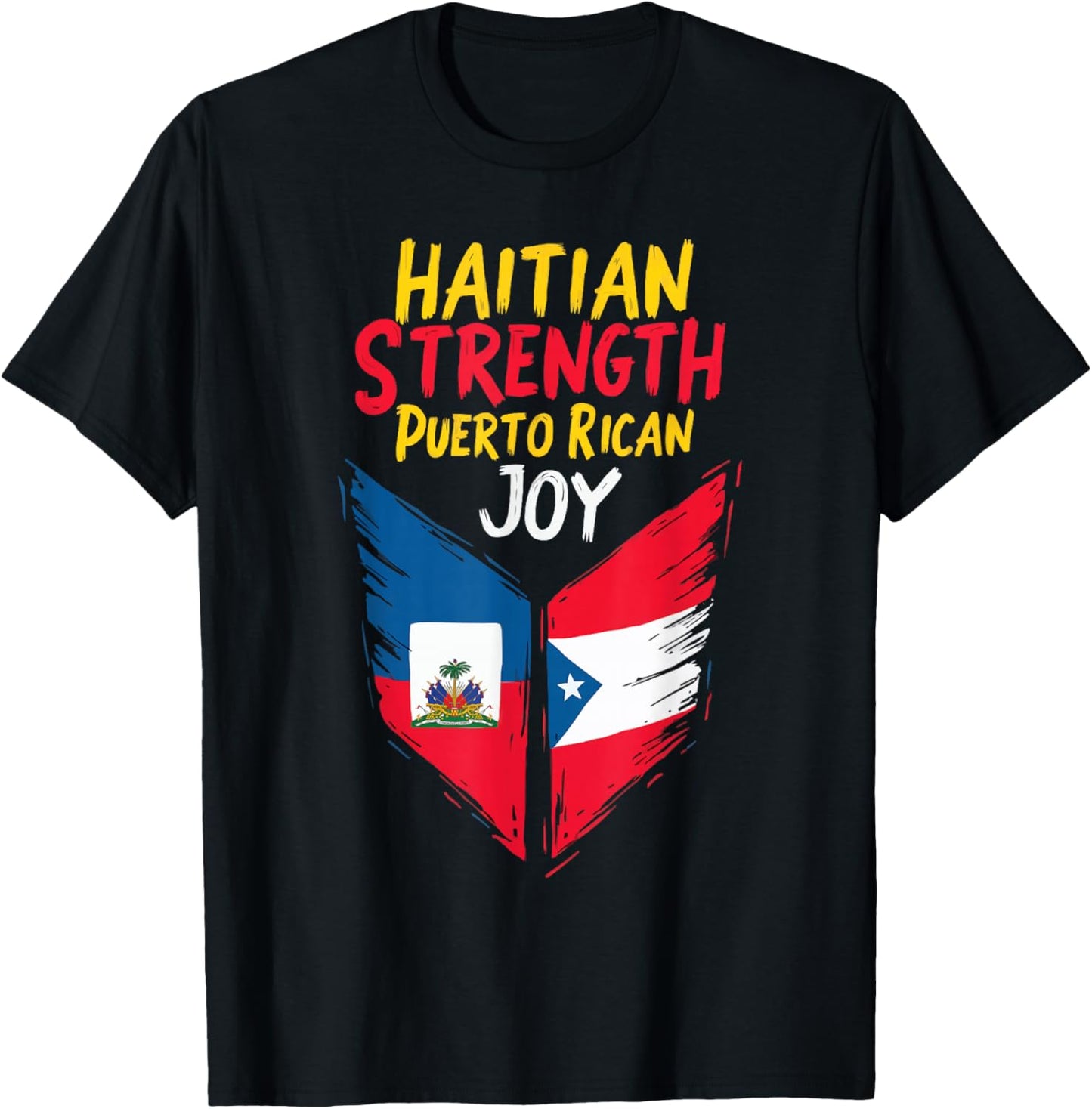 Half Haitian Half Puerto Rican Puerto Rico Flag Haiti T-Shirt - T-Shirt | Black