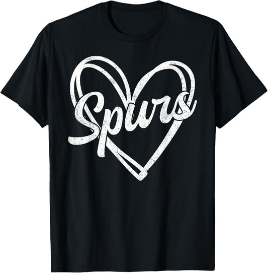 Retro Vintage Spurs Heart T-Shirt - T-Shirt | Black