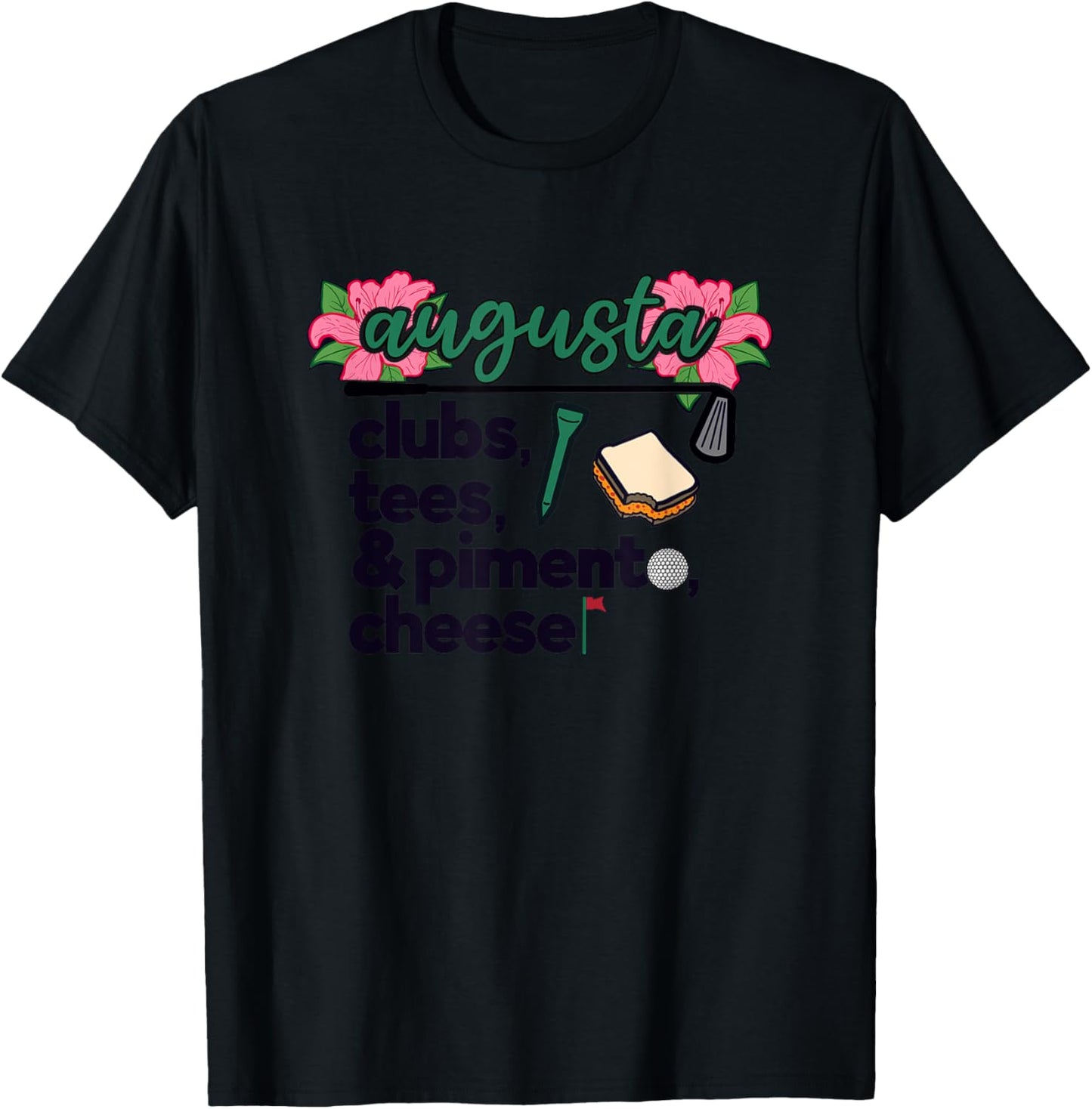 Augusta Ga Clubs, , and Pimento Cheese Golf Design T-Shirt - T-Shirt | Black