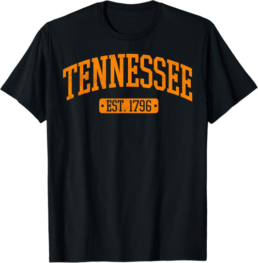 Classic TN Orange Print Retro Varsity Vintage Tennessee T-Shirt - T-Shirt | Black