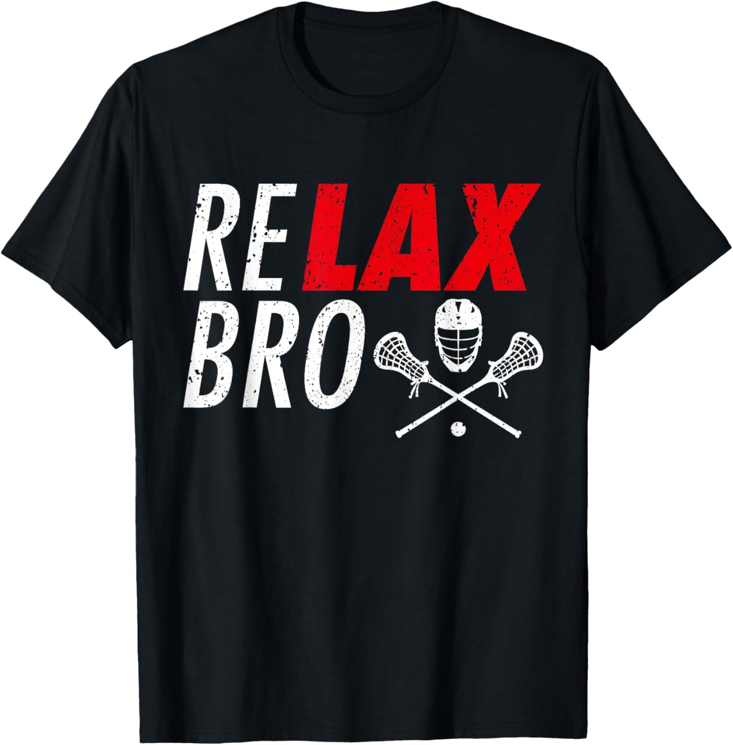 Relax Bro Funny Lacrosse Player Retro Style Kids Adult T-Shirt - T-Shirt | Black