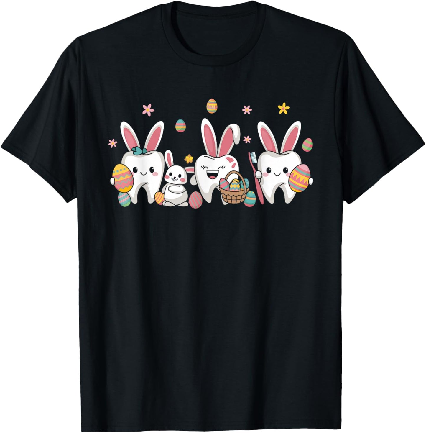 Dental Squad Easter Spring Bunny Tooth Dental Crew T-Shirt - T-Shirt | Black