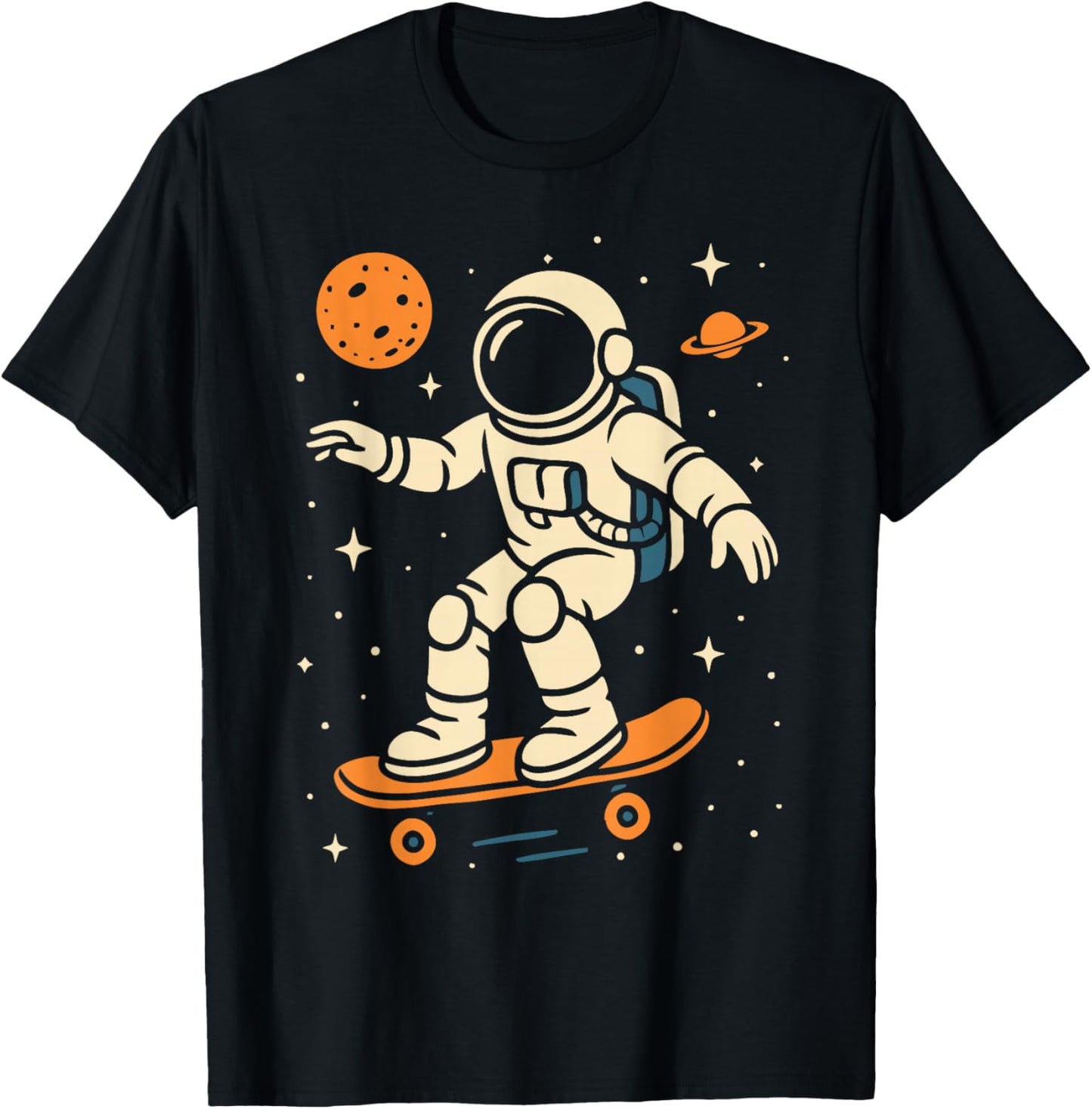 Space Astronaut Skateboard Planets Solar Systems Boys T-Shirt - T-Shirt | Black