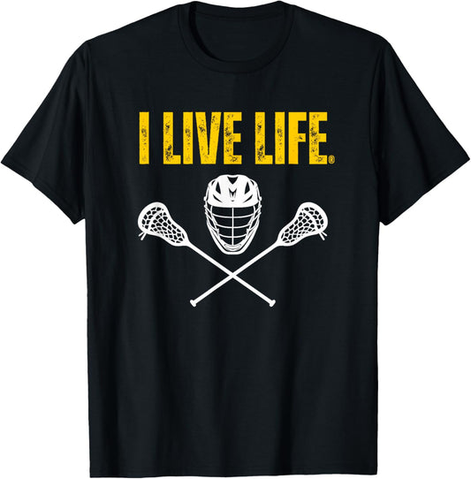 I Live Life Lacrosse Athletic Sports Design T-Shirt - T-Shirt | Black