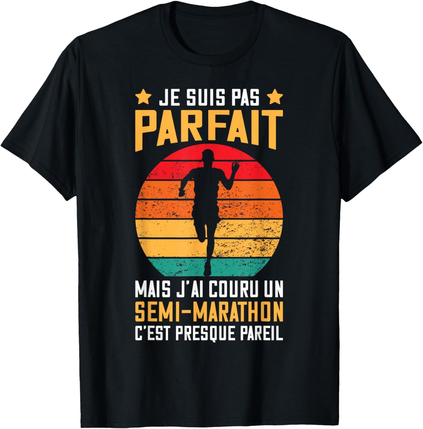 Semi Marathon | Perfect Finisher Running Message Funny T-Shirt - T-Shirt | Black